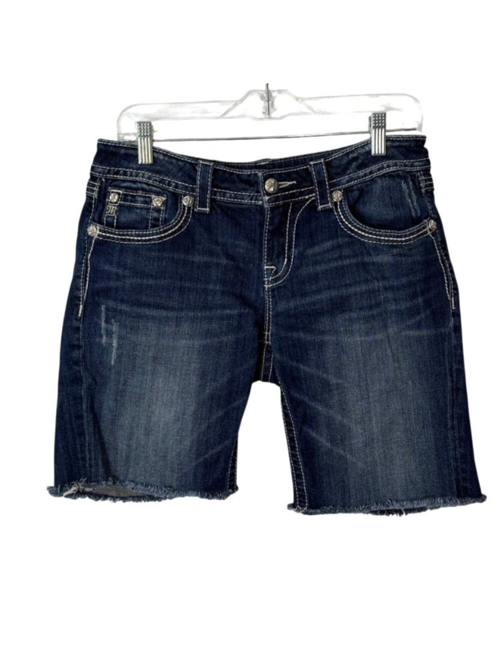 Miss Me Womens Size 28 Jean Shorts Easy Bermuda With Rhinestone JE5685EM4 - Picture 2 of 9